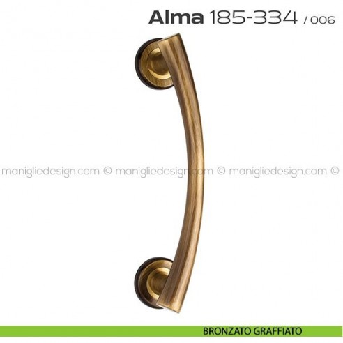 Maniglione per porta 185-334 Alma Reguitti singolo rosette tonde bronzato graffiato