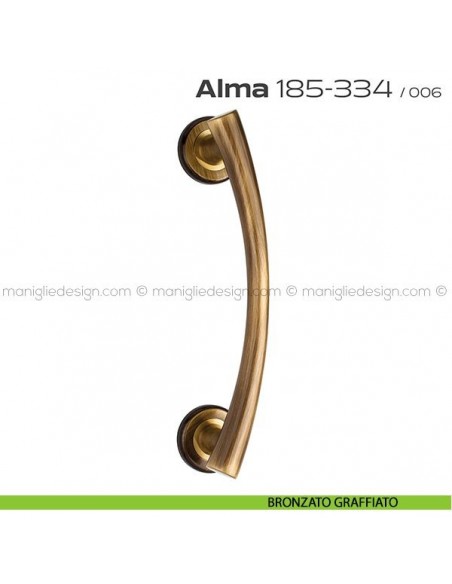 Maniglione per porta 185-334 Alma Reguitti singolo rosette tonde bronzato graffiato