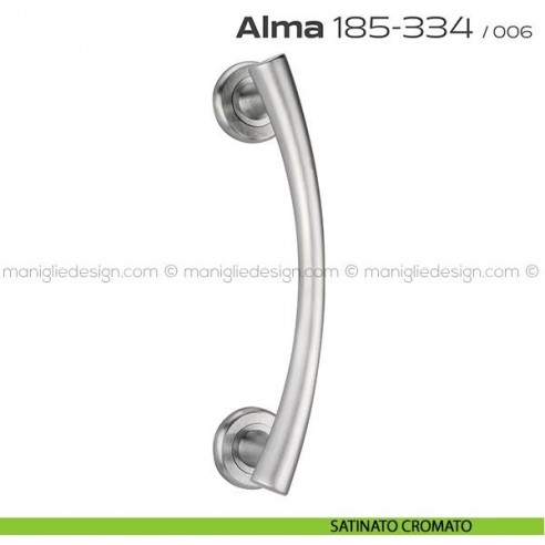 Maniglione per porta 185-334 Alma Reguitti singolo rosette tonde satinato cromato
