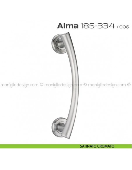 Maniglione per porta 185-334 Alma Reguitti singolo rosette tonde satinato cromato