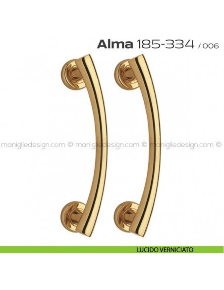 Maniglione per porta 185-334 Alma Reguitti accoppiato rosette tonde lucido verniciato