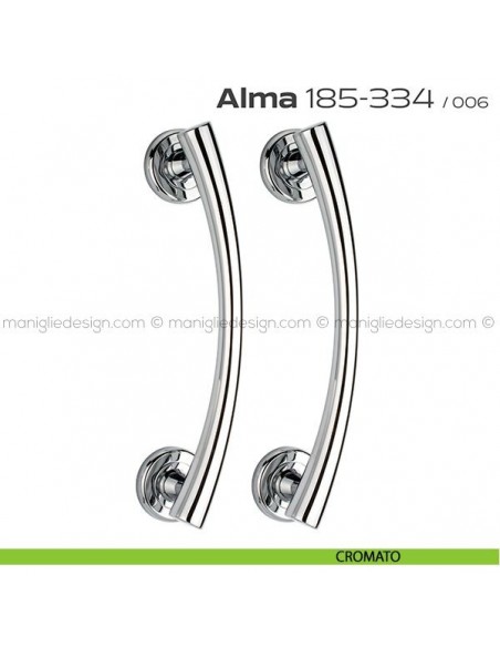 Maniglione per porta 185-334 Alma Reguitti accoppiato rosette tonde cromato