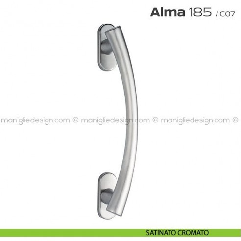 Maniglione per porta 185 Alma Reguitti singolo rosette ovali satinato cromato