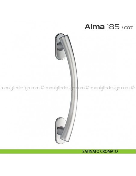 Maniglione per porta 185 Alma Reguitti singolo rosette ovali satinato cromato