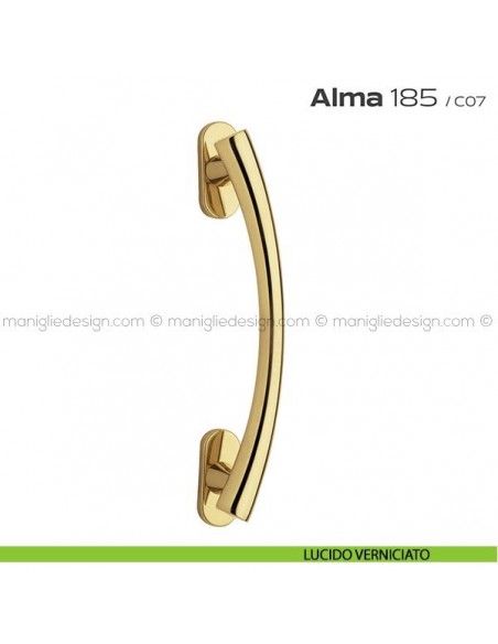 Maniglione per porta 185 Alma Reguitti singolo rosette ovali lucido verniciato