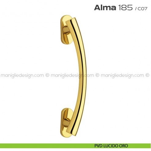 Maniglione per porta 185 Alma Reguitti singolo rosette ovali PVD lucido oro