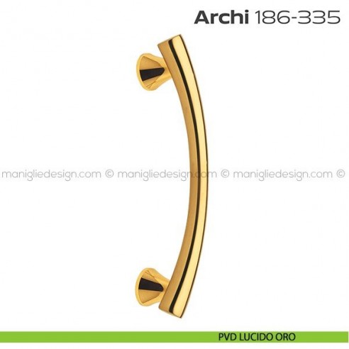 Maniglione per porta 186-335 Archi Reguitti singolo senza rosette PVD lucido oro