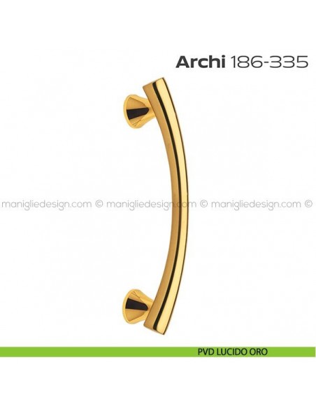 Maniglione per porta 186-335 Archi Reguitti singolo senza rosette PVD lucido oro