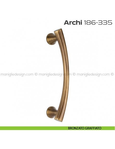 Maniglione per porta 186-335 Archi Reguitti singolo senza rosette bronzato graffiato