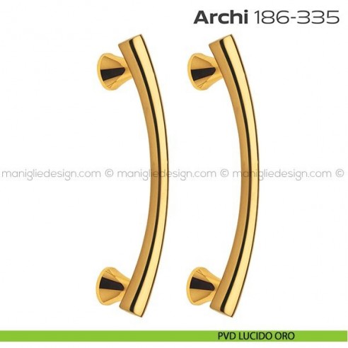 Maniglione per porta 186-335 Archi Reguitti accoppiato senza rosette PVD lucido oro