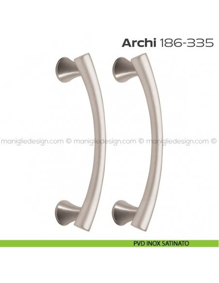 Maniglione per porta 186-335 Archi Reguitti accoppiato senza rosette PVD inox satinato
