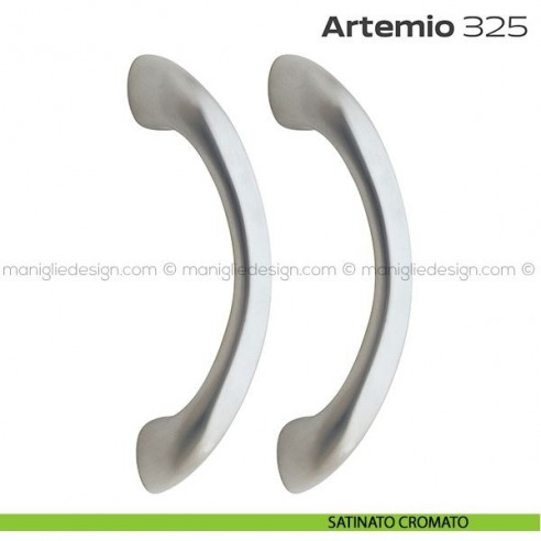 Maniglione per porta 325 Artemio Reguitti accoppiato senza rosette satinato cromato