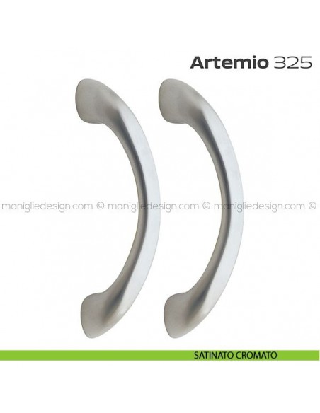 Maniglione per porta 325 Artemio Reguitti accoppiato senza rosette satinato cromato