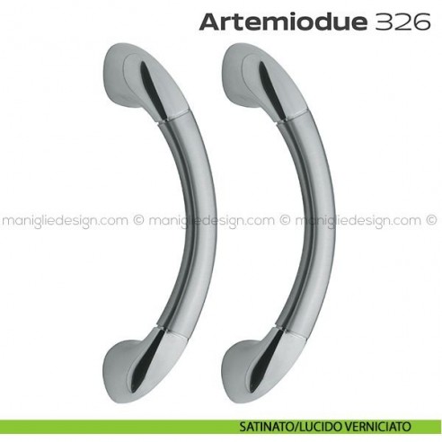 Maniglione per porta 326 Artemiodue Reguitti accoppiato senza rosette satinato cromato/cromato