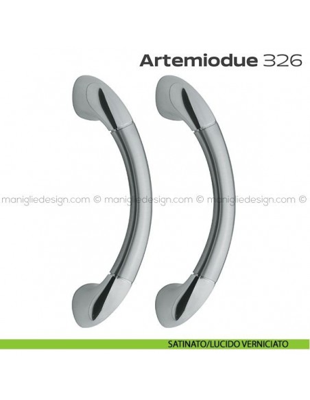 Maniglione per porta 326 Artemiodue Reguitti accoppiato senza rosette satinato cromato/cromato