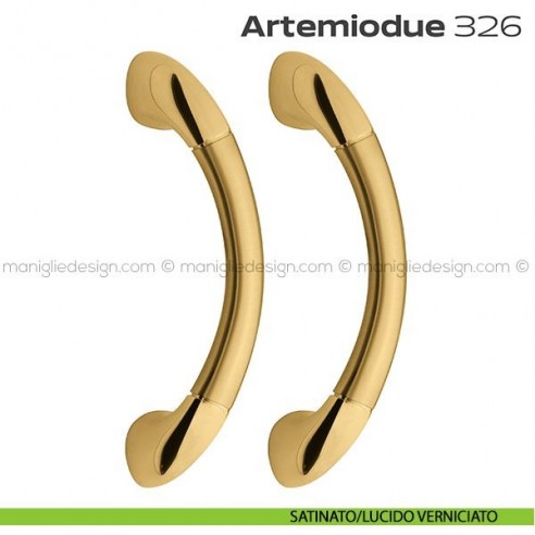 Maniglione per porta 326 Artemiodue Reguitti accoppiato senza rosette satinato/lucido verniciato