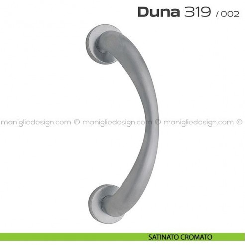 Maniglione per porta 319 Duna Reguitti singolo rosette a pressione satinato cromato