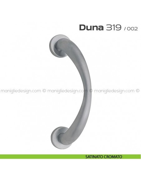 Maniglione per porta 319 Duna Reguitti singolo rosette a pressione satinato cromato