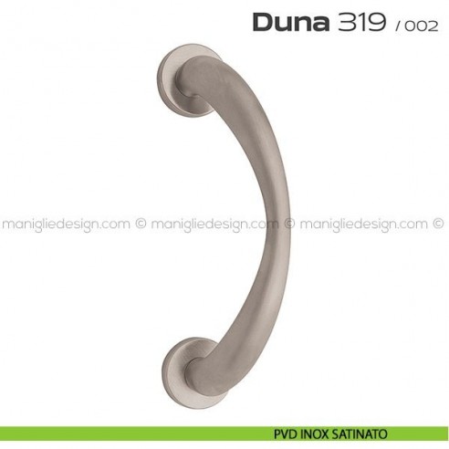 Maniglione per porta 319 Duna Reguitti singolo rosette a pressione PVD inox satinato