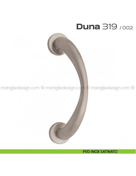 Maniglione per porta 319 Duna Reguitti singolo rosette a pressione PVD inox satinato