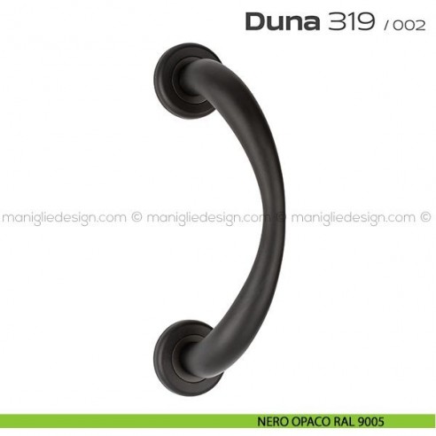 Maniglione per porta 319 Duna Reguitti singolo rosette a pressione nero opaco RAL 9005