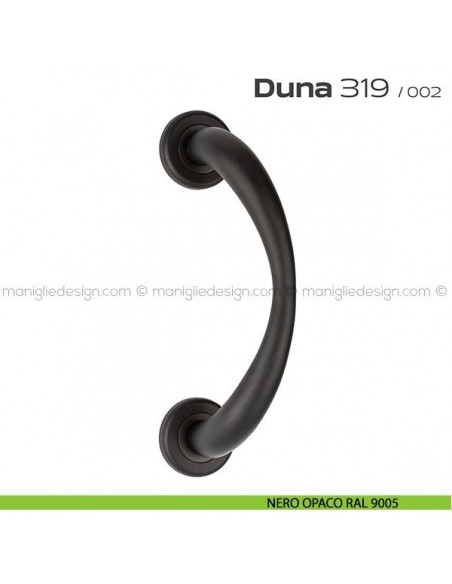 Maniglione per porta 319 Duna Reguitti singolo rosette a pressione nero opaco RAL 9005