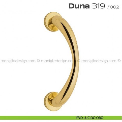 Maniglione per porta 319 Duna Reguitti singolo rosette a pressione PVD lucido oro
