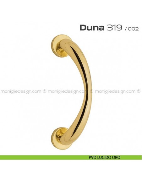 Maniglione per porta 319 Duna Reguitti singolo rosette a pressione PVD lucido oro