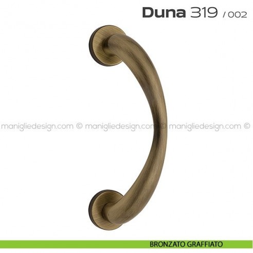 Maniglione per porta 319 Duna Reguitti singolo rosette a pressione bronzato graffiato