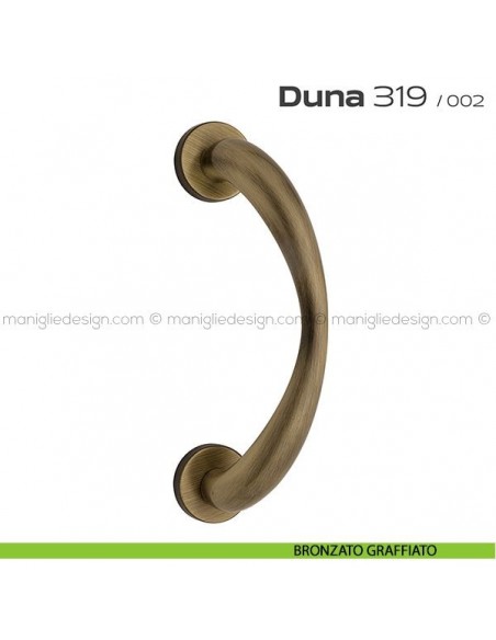 Maniglione per porta 319 Duna Reguitti singolo rosette a pressione bronzato graffiato