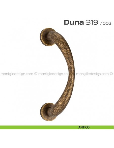 Maniglione per porta 319 Duna Reguitti singolo rosette a pressione antico