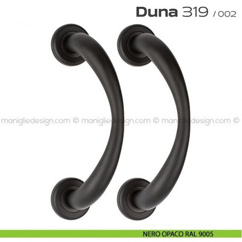 Maniglione per porta 319 Duna Reguitti accoppiato rosette a pressione nero opaco RAL 9005