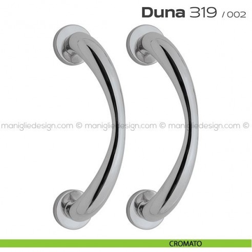 Maniglione per porta 319 Duna Reguitti accoppiato rosette a pressione cromato