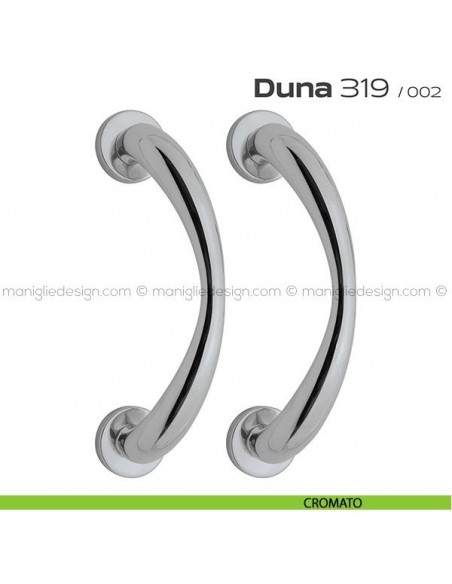Maniglione per porta 319 Duna Reguitti accoppiato rosette a pressione cromato