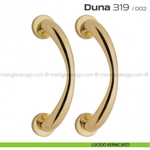 Maniglione per porta 319 Duna Reguitti accoppiato rosette a pressione lucido verniciato