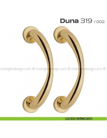 Maniglione per porta 319 Duna Reguitti accoppiato rosette a pressione lucido verniciato