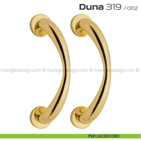 Maniglione per porta 319 Duna Reguitti accoppiato rosette a pressione PVD lucido oro