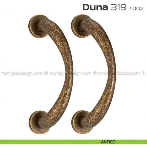 Maniglione per porta 319 Duna Reguitti accoppiato rosette a pressione antico