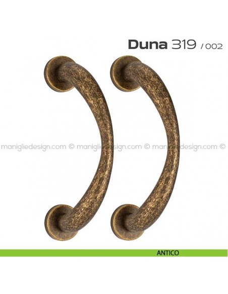 Maniglione per porta 319 Duna Reguitti accoppiato rosette a pressione antico