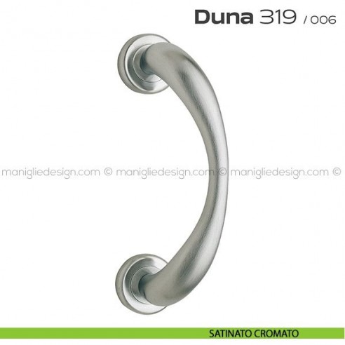 Maniglione per porta 319 Duna Reguitti singolo rosette ad avvitare satinato cromato