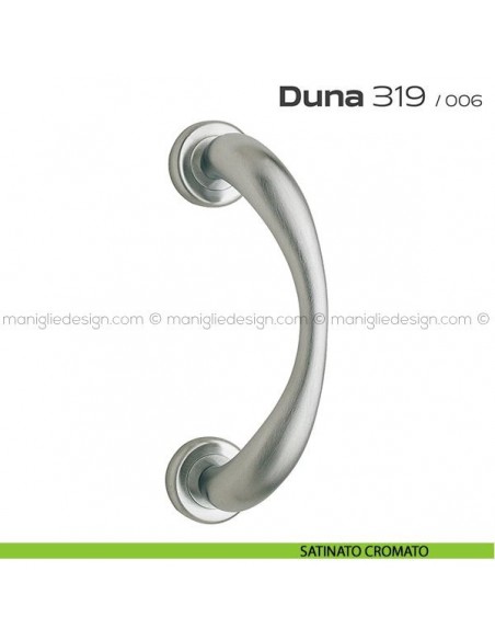 Maniglione per porta 319 Duna Reguitti singolo rosette ad avvitare satinato cromato