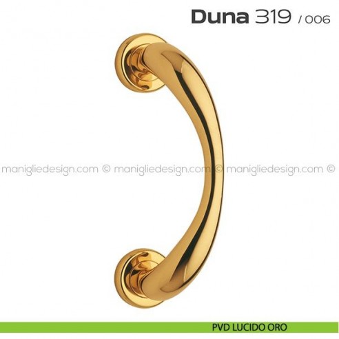 Maniglione per porta 319 Duna Reguitti singolo rosette ad avvitare PVD lucido oro