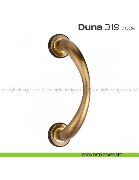 Maniglione per porta 319 Duna Reguitti singolo rosette ad avvitare bronzato graffiato