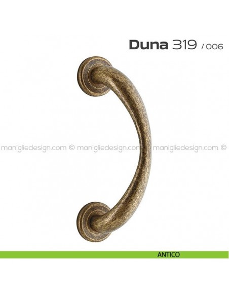 Maniglione per porta 319 Duna Reguitti singolo rosette ad avvitare antico