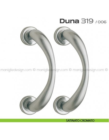 Maniglione per porta 319 Duna Reguitti accoppiato rosette ad avvitare satinato cromato