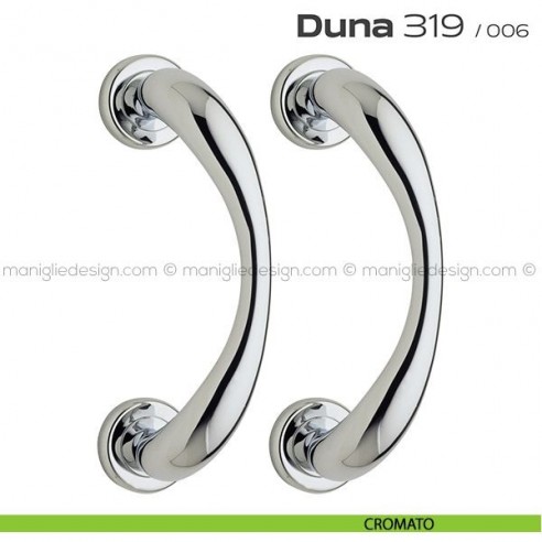 Maniglione per porta 319 Duna Reguitti accoppiato rosette ad avvitare cromato