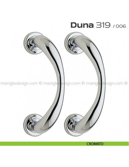 Maniglione per porta 319 Duna Reguitti accoppiato rosette ad avvitare cromato