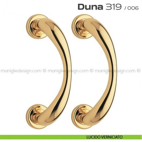 Maniglione per porta 319 Duna Reguitti accoppiato rosette ad avvitare lucido verniciato