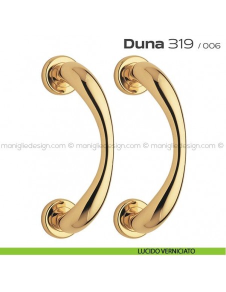 Maniglione per porta 319 Duna Reguitti accoppiato rosette ad avvitare lucido verniciato