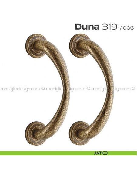 Maniglione per porta 319 Duna Reguitti accoppiato rosette ad avvitare antico